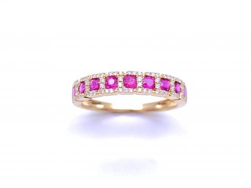 18ct Yellow Gold Ruby & Diamond Eternity Ring