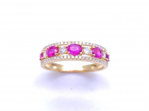 18ct Yellow Gold Ruby & Diamond Eternity Ring