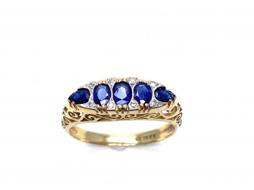 9ct Sapphire & Diamond 5 Stone Ring