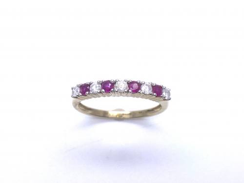 9ct Yellow Gold Ruby & Diamond Eternity Ring