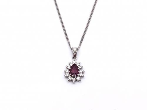 18ct Ruby & Diamond Pendant & Chain