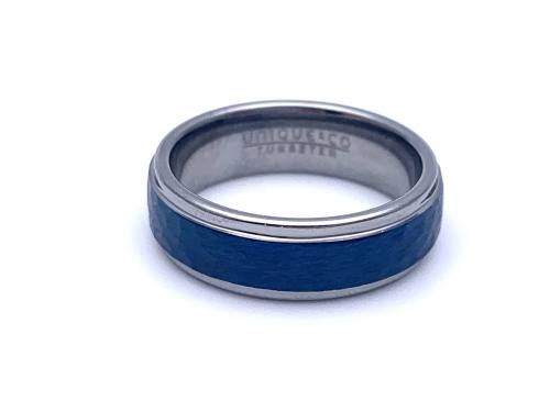 Tungsten Carbide Blue Ion Plating Ring 7mm Size U