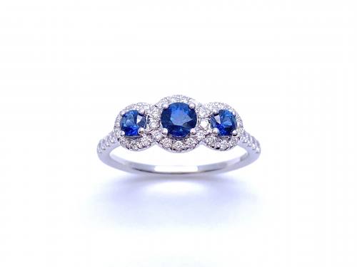 18ct White Gold Sapphire & Diamond Cluster Ring