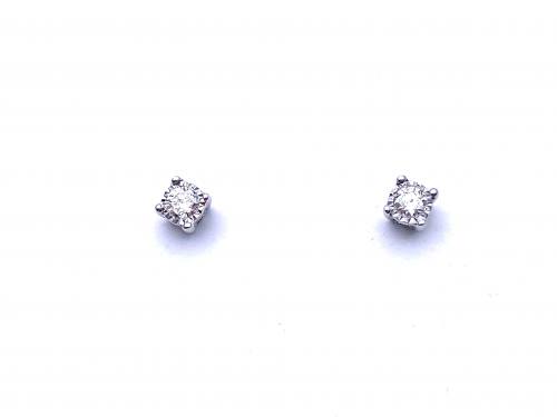 9ct White Gold Diamond Solitaire Stud Earrings