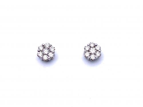 9ct White Gold Diamond Cluster Stud Earrings0.90ct