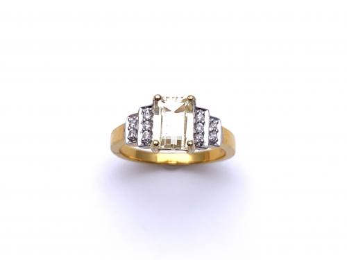 Gold Plated Kunzite & White Zircon Ring