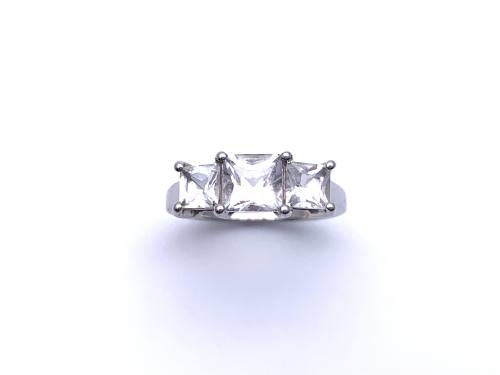 Silver Petalite 3 Stone ring