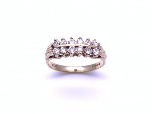 9ct Double Row CZ Cluster Ring