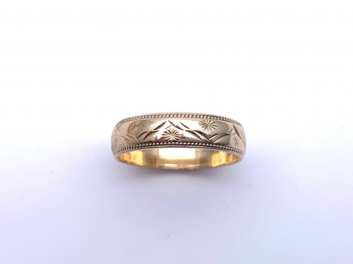 9ct Patterned Wedding Ring 5mm