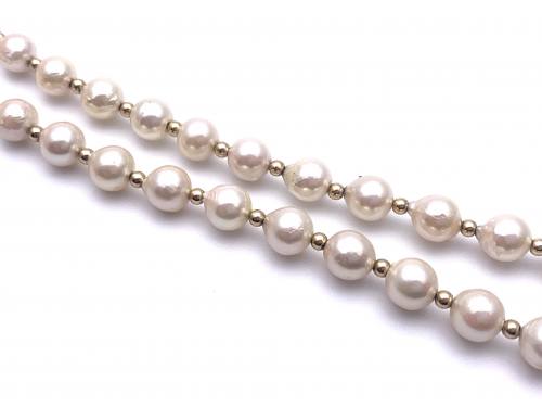 9ct Yellow Gold Pearl Necklet 16 inch
