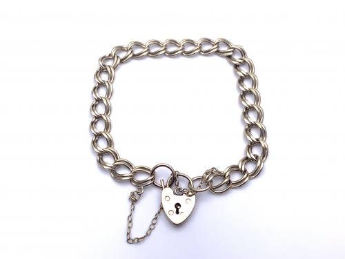 9ct Double Curb Charm Bracelet 7 inch
