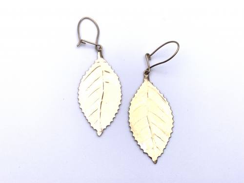 9ct Yellow Gold Leaf Design Earrings