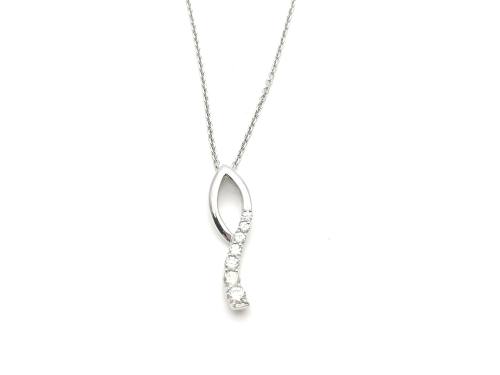 18ct White Gold Diamond Pendant 0.25ct & Chain