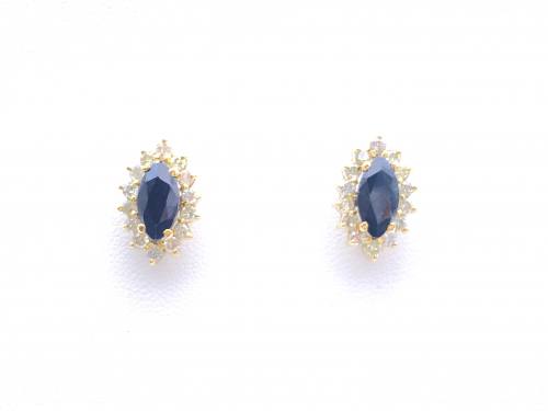 14ct Sapphire & Diamond Stud Earrings