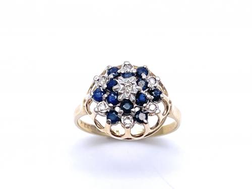 9ct Sapphire & Diamond Cluster Ring