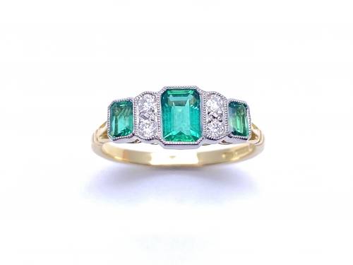 18ct & Platinum Emerald & Diamond Ring
