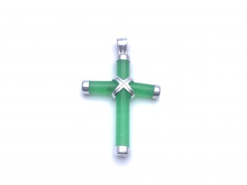 Silver Jade Cross Pendant