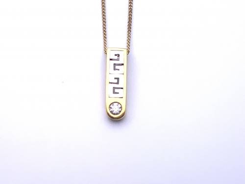 18ct Greek Key Diamond Pendant & Chain