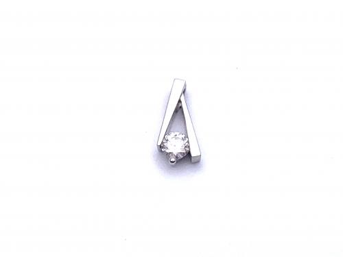 18ct White Gold Diamond Solitaire Pendant 0.17ct