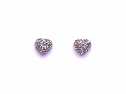 9ct Yellow Gold CZ Heart Shaped Cluster Earrings