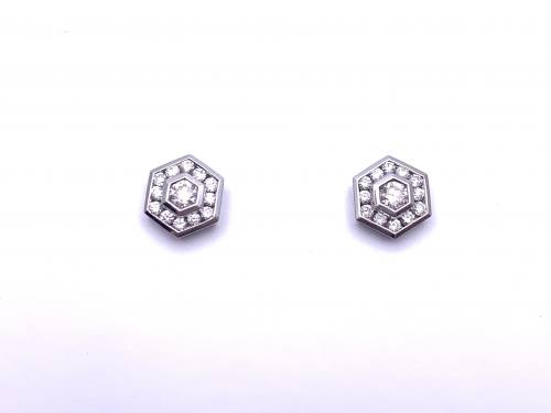 18ct Diamond Hexagonal Cluster Earrings 0.75ct