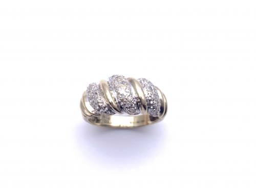 9ct Yellow Gold Diamond Pave Ring