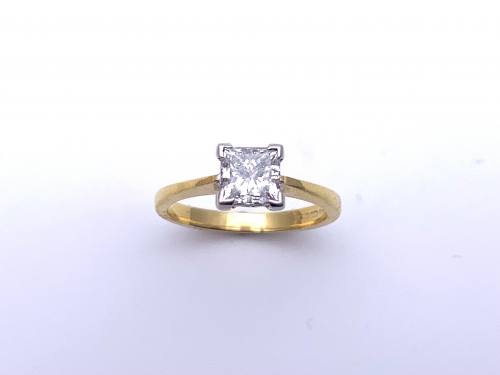 18ct Princess Cut Diamond Solitaire Ring 1.01ct