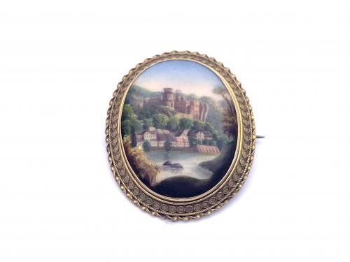An Old Painted Porcelain Brooch