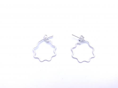 Silver Wave Design Hoop Earrings