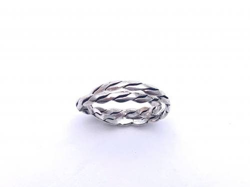 Silver Twisted Double Band Ring