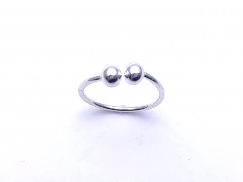 Silver Double Ball Band Ring