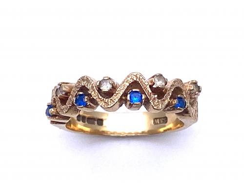 9ct Blue & White CZ Wave Eternity Ring