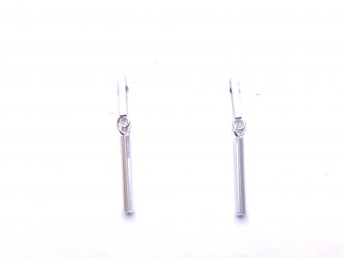 Silver Bar Drop Stud Earrings