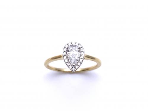 18ct Pear Cut Diamond Halo Cluster Ring 0.65ct