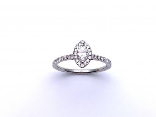 Platinum Marquise Cut Diamond Cluster Ring 0.60ct