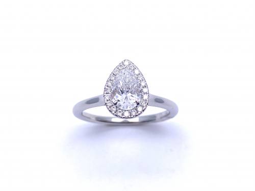 Platinum Pear Shaped Diamond Halo Ring