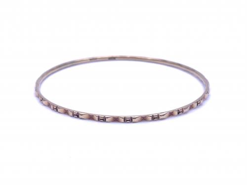9ct Yellow Gold Patterned Solid Bangle