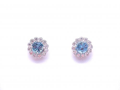 18ct Aquamarine & Diamond Earrings