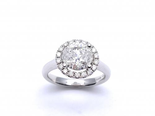 18ct White Gold Diamond Halo Solitaire Ring 2.29ct