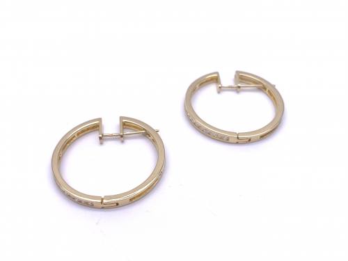 14ct Yellow Gold Diamond Hoop Earrings