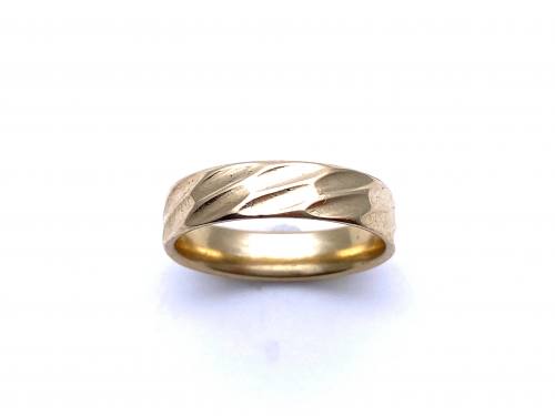 9ct Yellow Gold Patterned Wedding Band