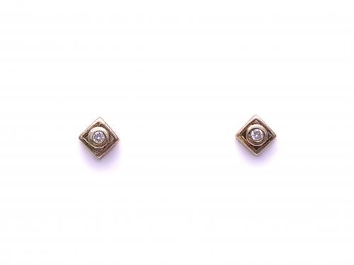 9ct Diamond Square Stud Earrings