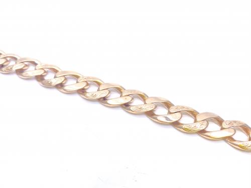 9ct Yellow Gold Engraved Curb Bracelet