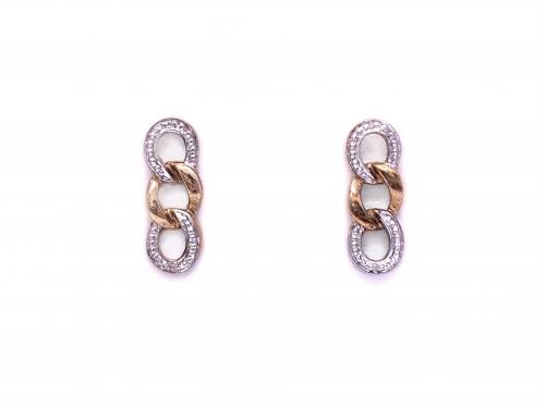 9ct Diamond Link Style Stud Earrings