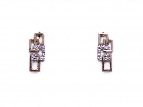 9ct Geometric Diamond Earrings