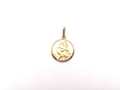 9ct Yellow Gold Round St Christopher Pendant