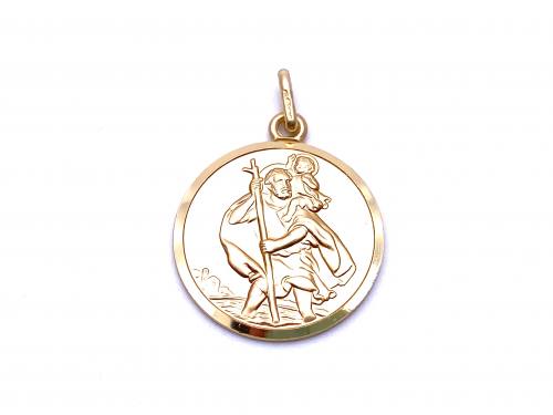 9ct Yellow Gold St Christopher Pendant 20mm
