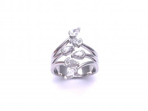 Platinum Pear Shaped Diamond 6 Stone Ring 1.18ct