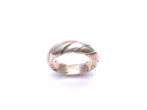 9ct Three Colour Twisted Wedding Ring