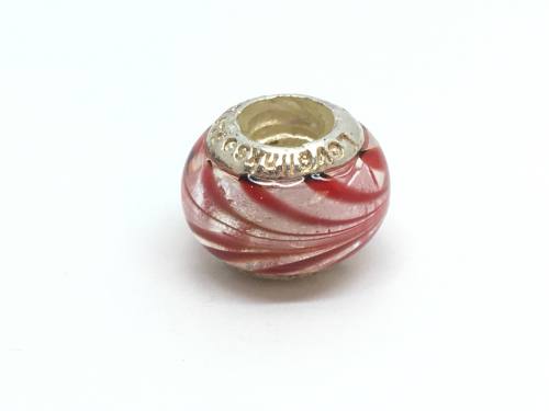 Lovelinks Silver Clear With Dragged Red Glass Bead